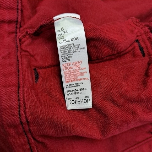 𝅺topshop MOTO Red Boxy‎ Denim Jacket - Picture 10 of 14